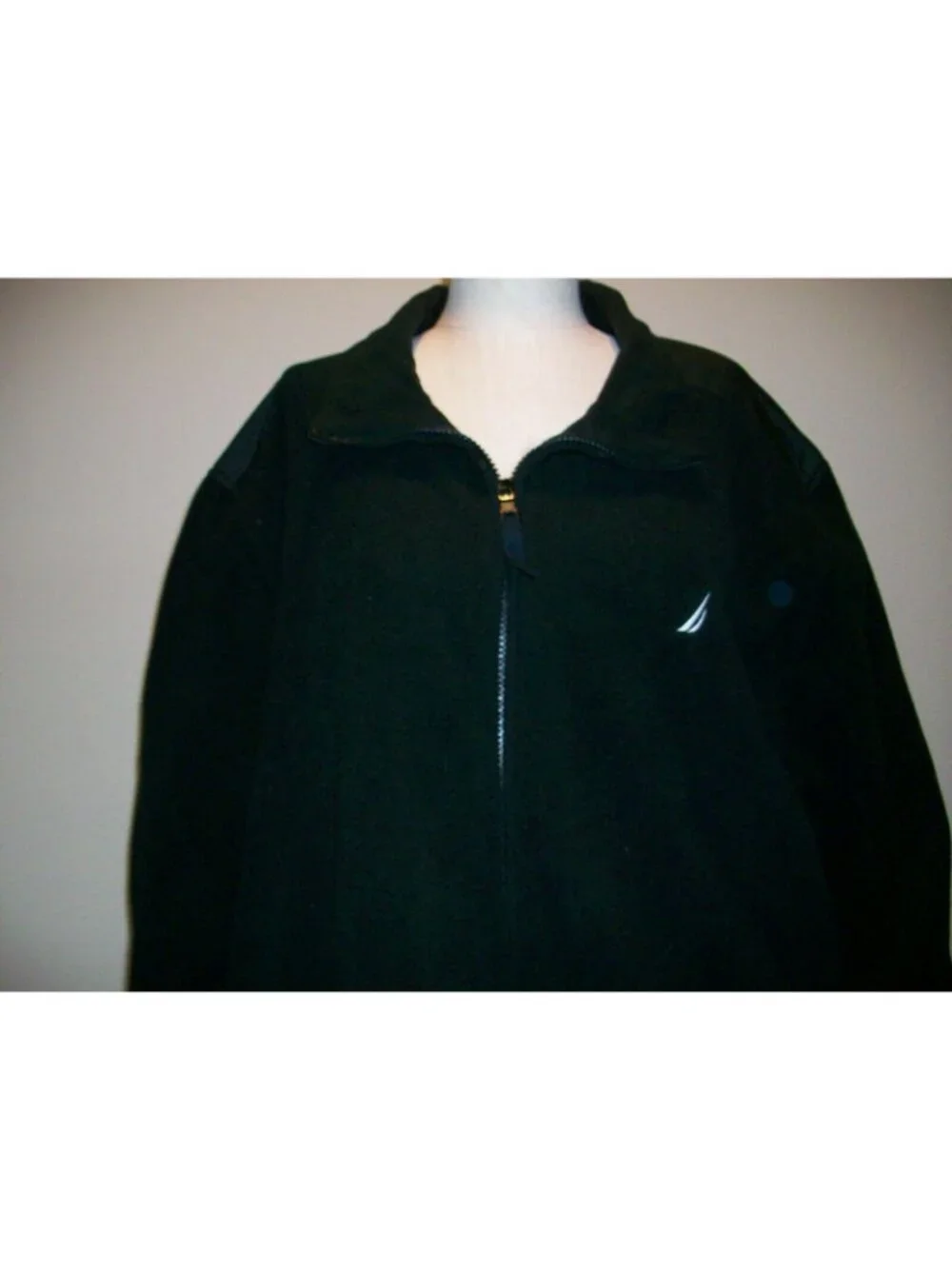 Nautica Mens Black Fleece Zip Jacket Light Stand Up Collar Fall Size XL Ex Large